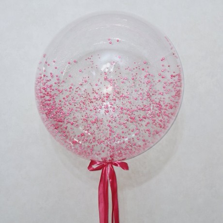 Шар Bubble с пенопластовыми шариками, розовый